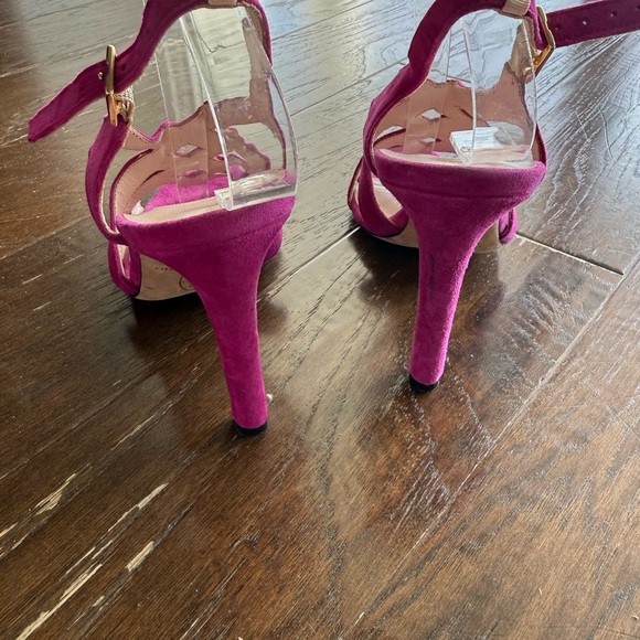 Spj Sarah Jessica Parker Georgie fuchsia suede slingback sandal Sz 7.5 - Picture 4 of 5